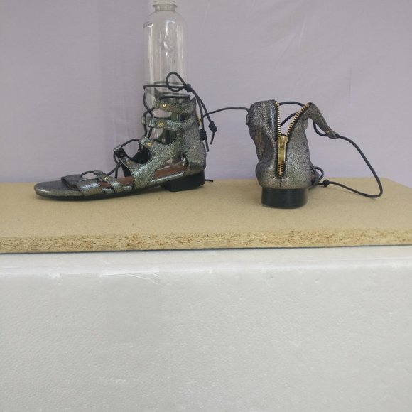 Leathersandal Free People Crinkled Leather padded Gladiator wrap Sandal 37/6us - Picture 2 of 9